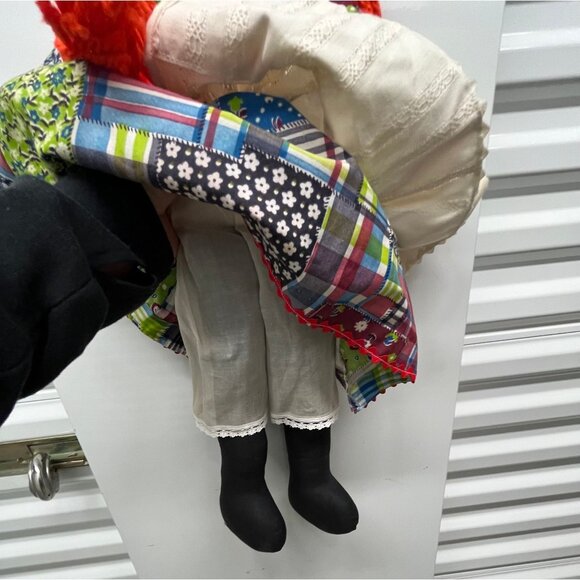 Handmade 22" Cloth Doll Long Red Hair In Pig Tales Calico Dress White Bloomemers - Picture 5 of 9